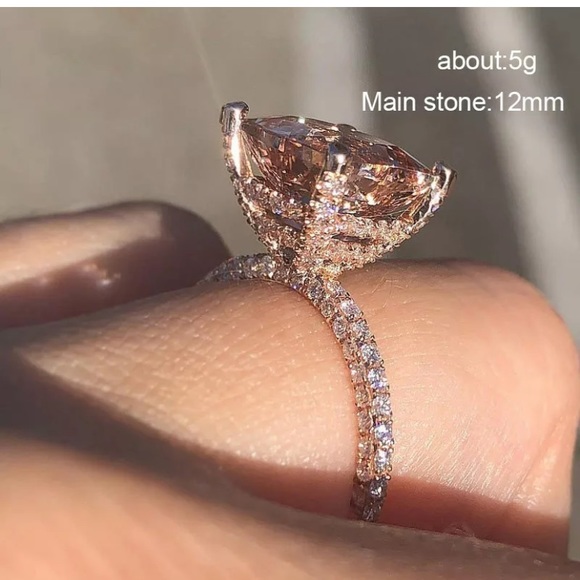 18k Rose gold Ring white sapphire women ring 6ct - Picture 4 of 7